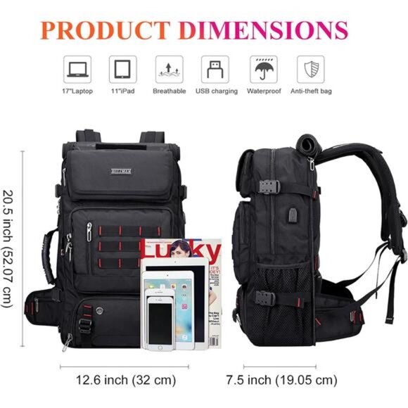 Carry on Travel Backpack for Men Airline Approved Convertible Nylon Duffle - Picture 4 of 7